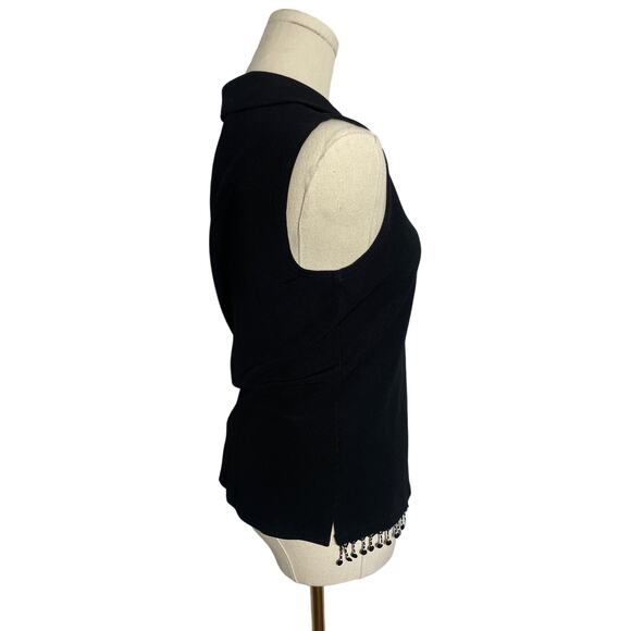 Vintage Women's Black Fringe Boho Knit Tank MEDIUM - Picture 5 of 6